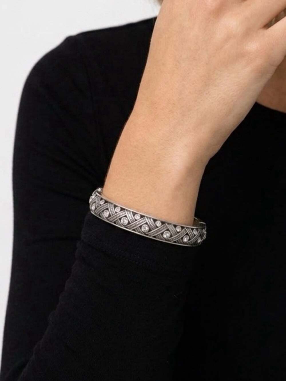 Brighton Diamond Hinged Bangle (Style JB0392). Beautiful Sparkle.